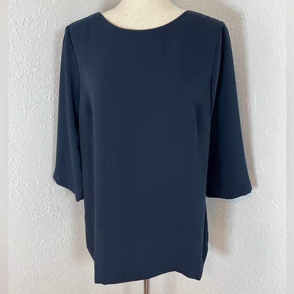 J. Jill Wearever Collection Navy Tunic Blouse - Picture 1 of 6